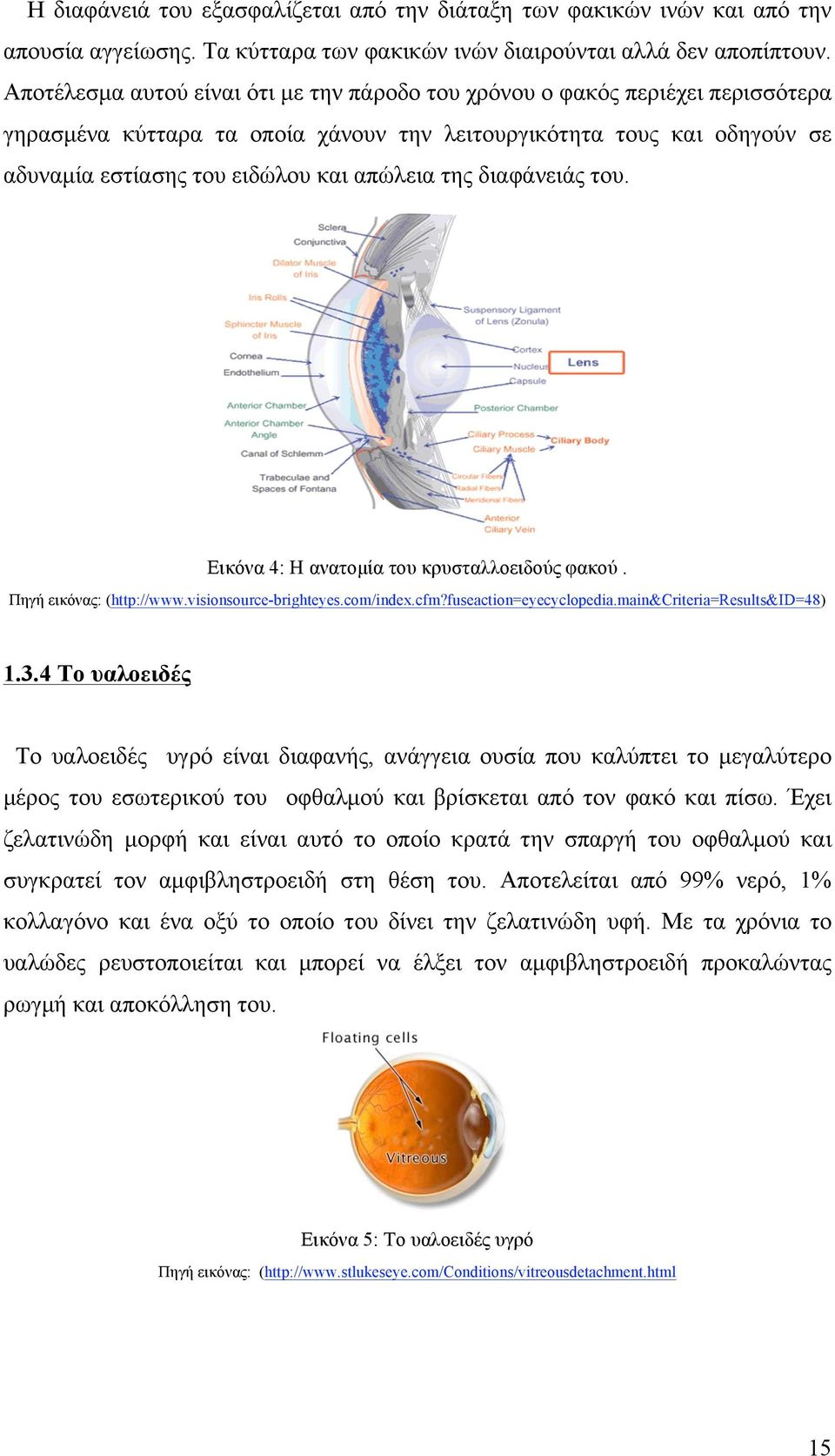 της διαφάνειάς του. Εικόνα 4: Η ανατοµία του κρυσταλλοειδούς φακού. Πηγή εικόνας: (http://www.visionsource-brighteyes.com/index.cfm?fuseaction=eyecyclopedia.main&criteria=results&id=48) 1.3.