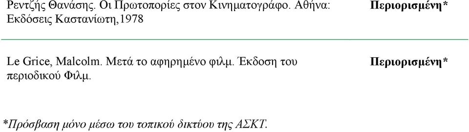 Μετά το αφηρηµένο φιλµ. Έκδοση του περιοδικού Φιλµ.