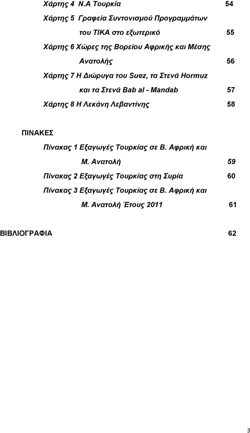 Αφρικής και Μέσης Ανατολής 56 Χάρτης 7 Η Διώρυγα του Suez, τα Στενά Hormuz και τα Στενά Bab al - Mandab 57 Χάρτης