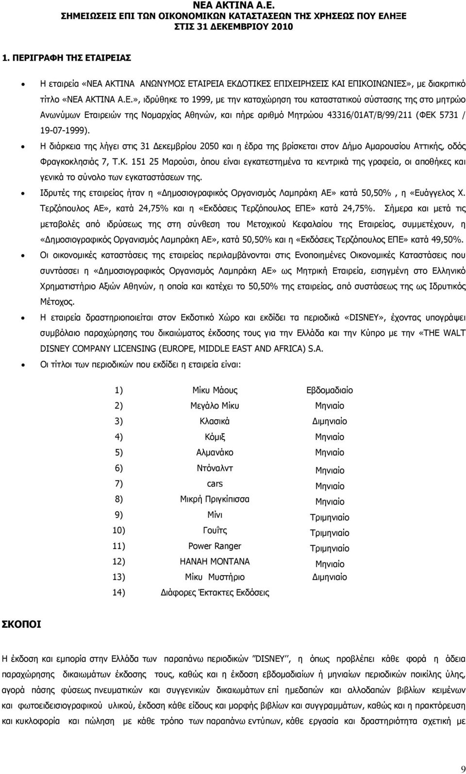 151 25 Μαρούσι, όπου είναι εγκατεστημένα τα κεντρικά της γραφεία, οι αποθήκες και γενικά το σύνολο των εγκαταστάσεων της.