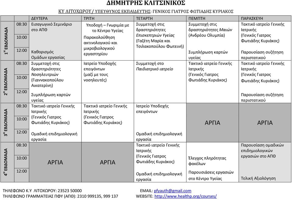 Εισαγωγικό Σεμινάριο Υποδοχή Γνωριμία με στο