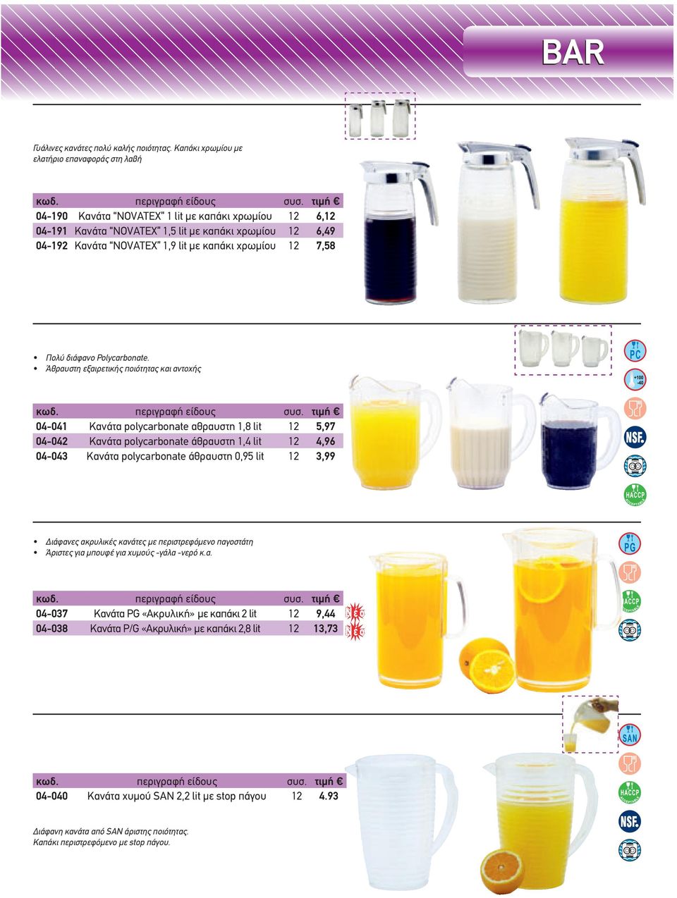χρωμίου 12 7,58 Πολύ διάφανο Polycarbonate.