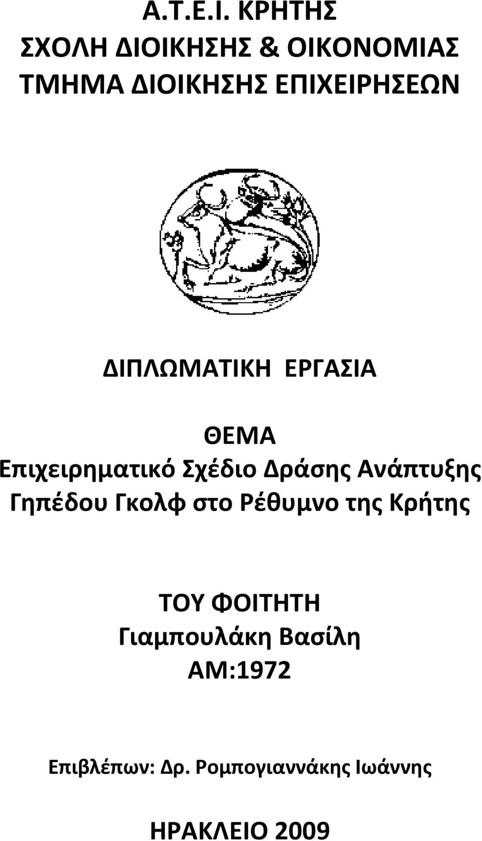 ΔΙΠΛΩΜΑΤΙΚΗ ΕΡΓΑΣΙΑ ΘΕΜΑ Επιχειρηματικό Σχέδιο Δράσης Ανάπτυξης