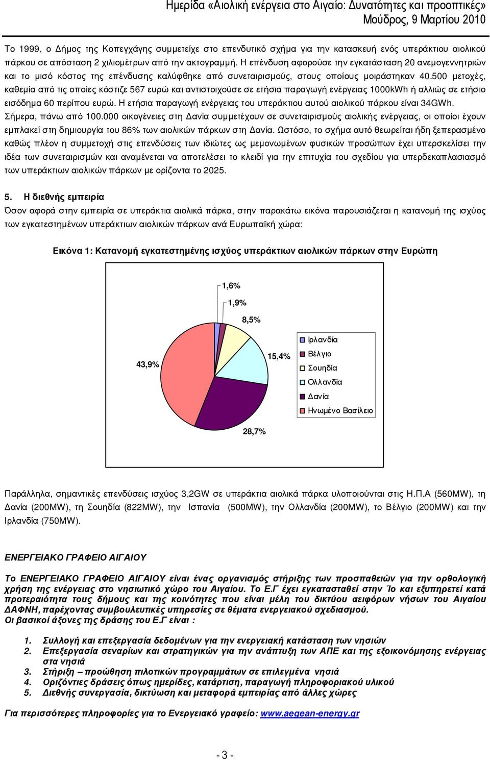 500 µετοχές, καθεµία από τις οποίες κόστιζε 567 ευρώ και αντιστοιχούσε σε ετήσια παραγωγή ενέργειας 1000kWh ή αλλιώς σε ετήσιο εισόδηµα 60 περίπου ευρώ.