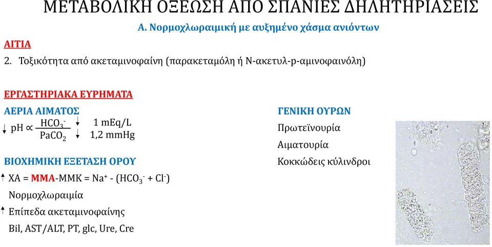 ΑΕΡΙΑ ΑΙΜΑΤΟΣ ph HCO - 3 PaCO 2 ΒΙΟΧΗΜΙΚΗ ΕΞΕΤΑΣΗ ΟΡΟΥ XA = MMA-MMK = Na + - (HCO 3- + Cl - )