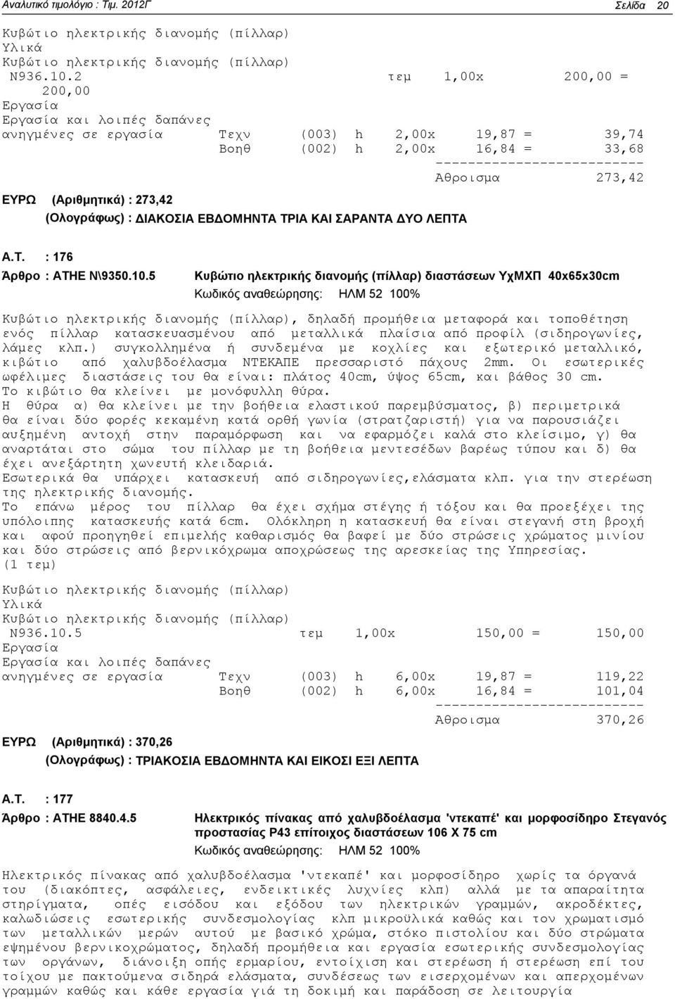 ΕΒΔΟΜΗΝΤΑ ΤΡΙΑ ΚΑΙ ΣΑΡΑΝΤΑ ΔΥΟ ΛΕΠΤΑ : 176 Άρθρο : ΑΤΗΕ Ν\9350.10.