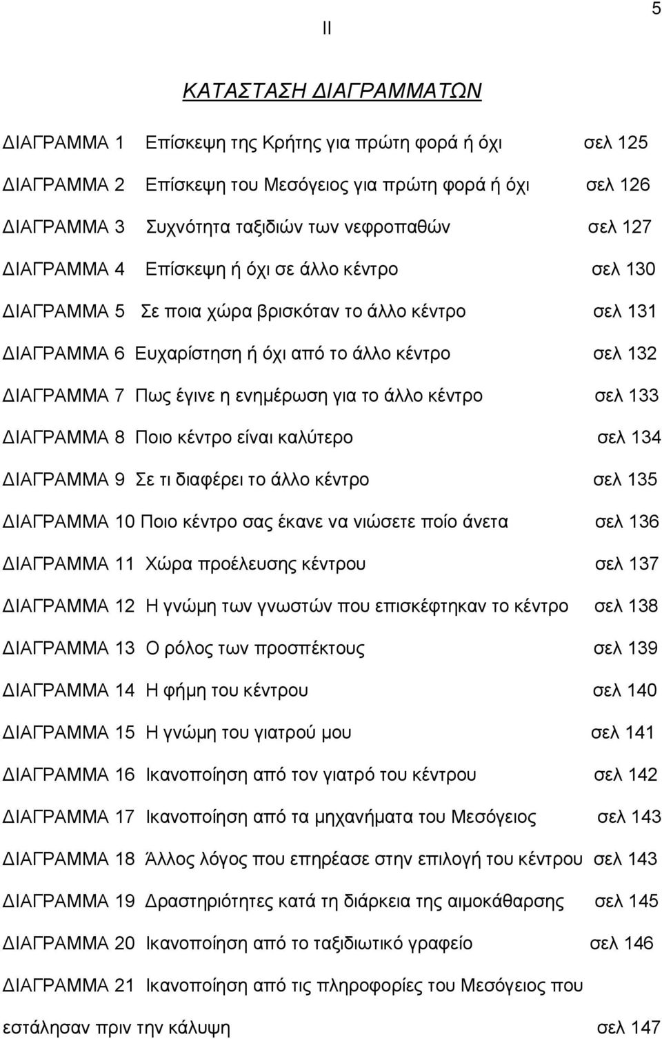 ενημέρωση για το άλλο κέντρο σελ 133 ΔΙΑΓΡΑΜΜΑ 8 Ποιο κέντρο είναι καλύτερο σελ 134 ΔΙΑΓΡΑΜΜΑ 9 Σε τι διαφέρει το άλλο κέντρο σελ 135 ΔΙΑΓΡΑΜΜΑ 10 Ποιο κέντρο σας έκανε να νιώσετε ποίο άνετα σελ 136