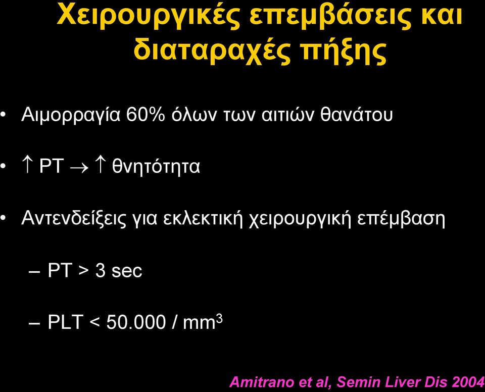 Αντενδείξεις για εκλεκτική χειρουργική επέµβαση PT >