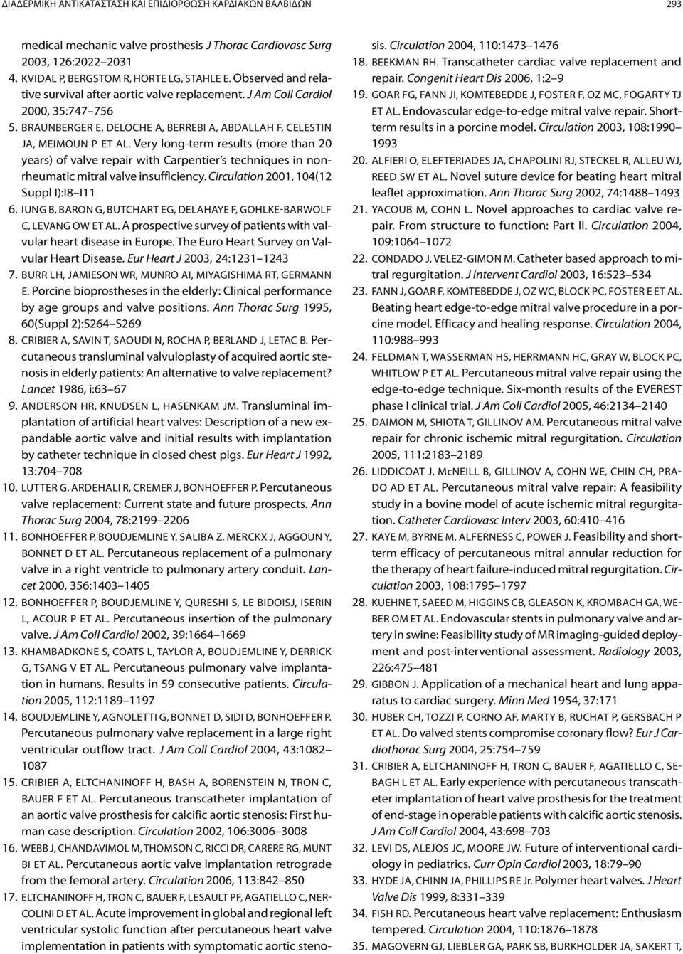 Very long-term results (more than 20 years) of valve repair with Carpentier s techniques in nonrheumatic mitral valve insufficiency. Circulation 2001, 104(12 Suppl I):I8 Ι11 6.