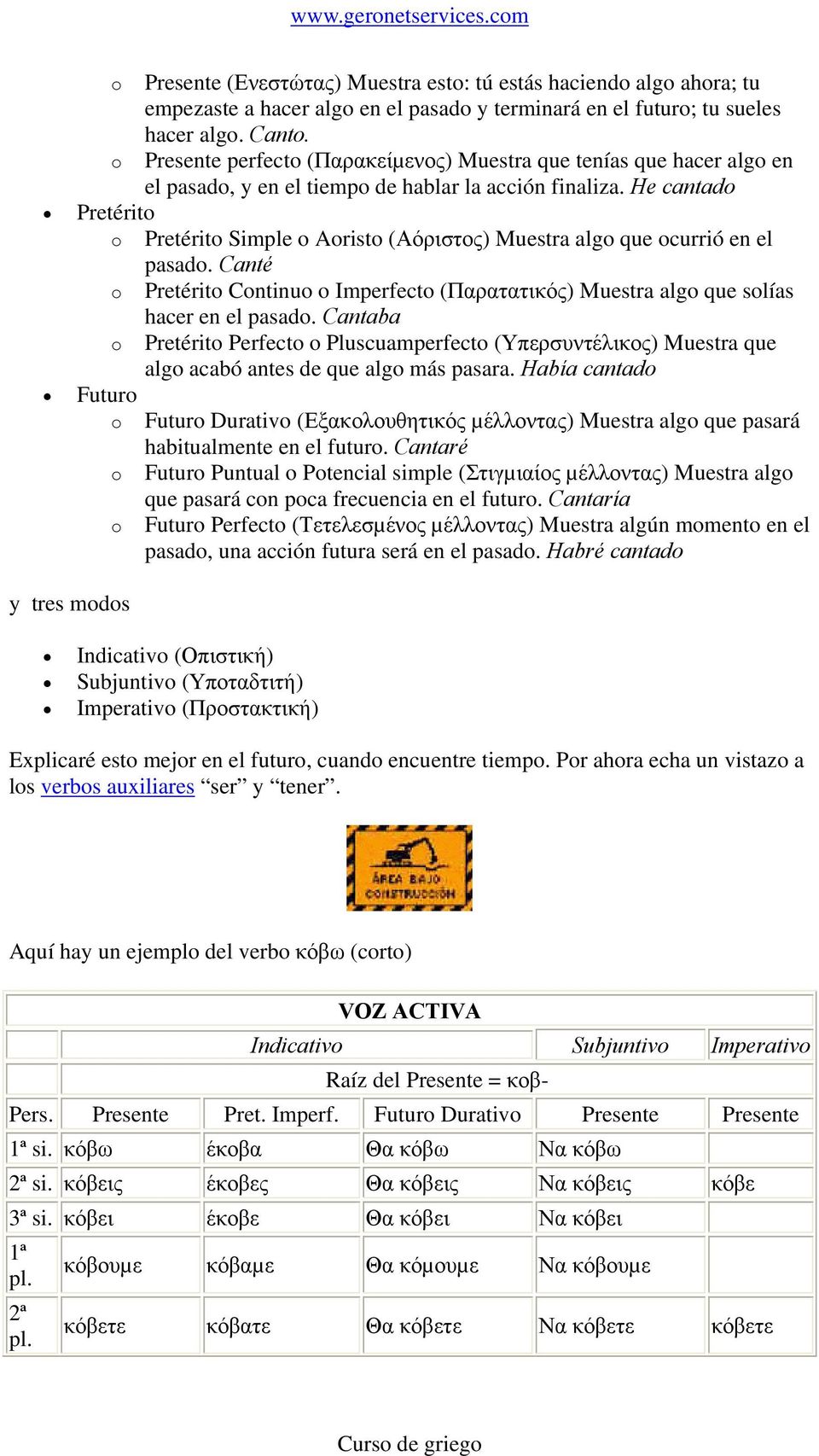 He cantado Pretérito o Pretérito Simple o Aoristo (Αόριστος) Muestra algo que ocurrió en el pasado.