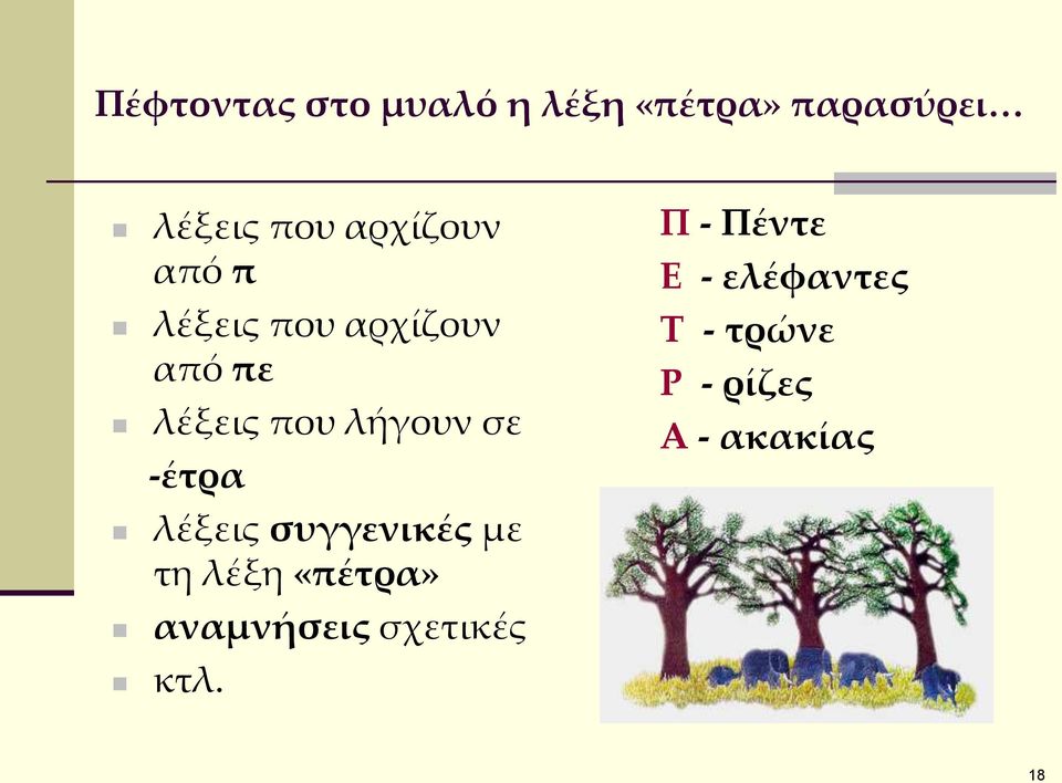 σε -έτρα λέξεις συγγενικές με τη λέξη «πέτρα» αναμνήσεις