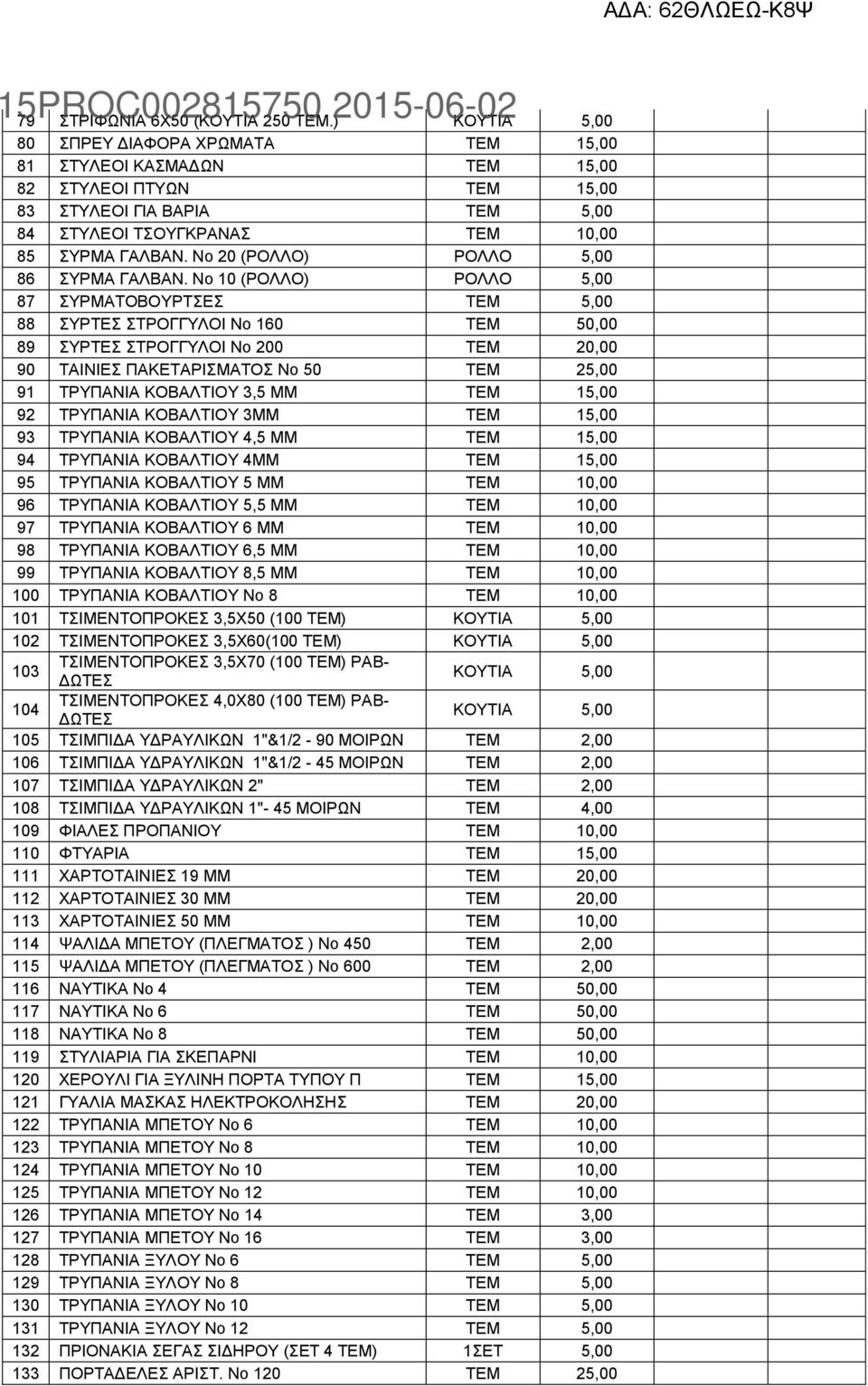 Νο 20 (ΡΟΛΛΟ) ΡΟΛΛΟ 5,00 86 ΣΥΡΜΑ ΓΑΛΒΑΝ.