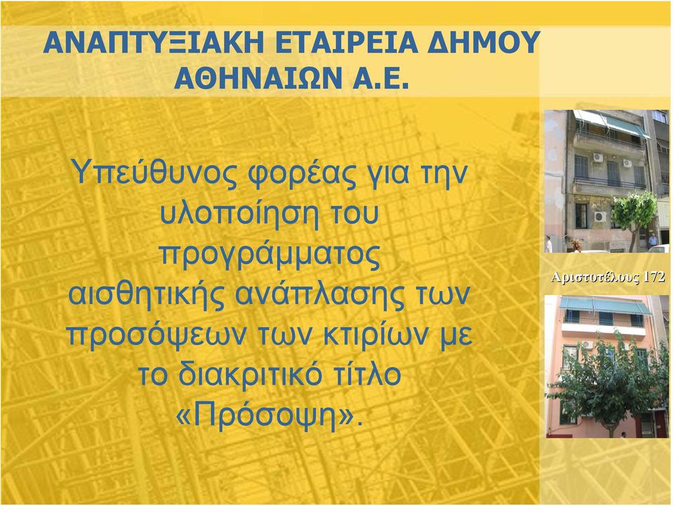 την υλοποίηση του προγράμματος αισθητικής