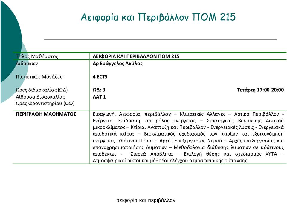 Επίδραση και ρόλος ενέργειας Στρατηγικές Βελτίωσης Αστικού μικροκλίματος Κτίρια, Ανάπτυξη και Περιβάλλον - Ενεργειακές λύσεις - Ενεργειακά αποδοτικά κτίρια Βιοκλιματικός σχεδιασμός των κτιρίων και