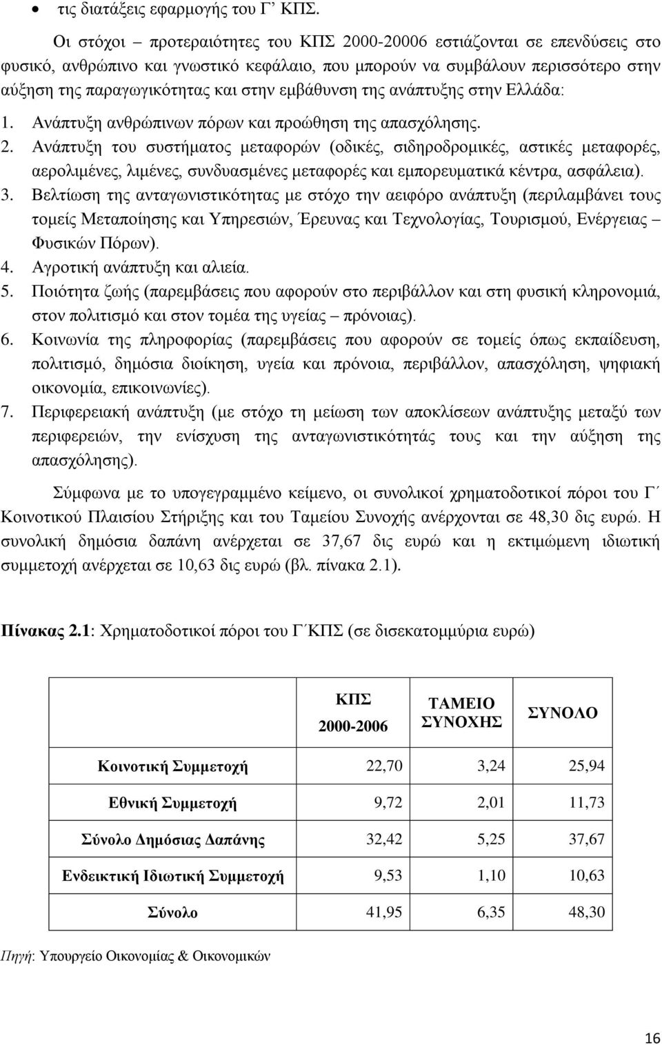 εμβάθυνση της ανάπτυξης στην Ελλάδα: 1. Ανάπτυξη ανθρώπινων πόρων και προώθηση της απασχόλησης. 2.