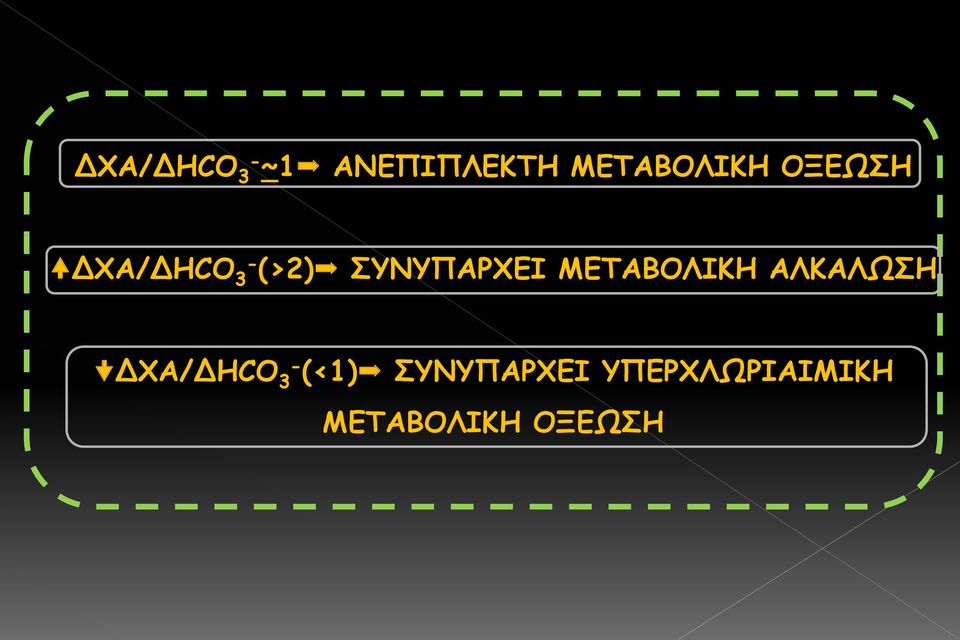 ΜΕΤΑΒΟΛΙΚΗ ΑΛΚΑΛΩΣΗ ΔΧΑ/ΔHCO 3- (<1)