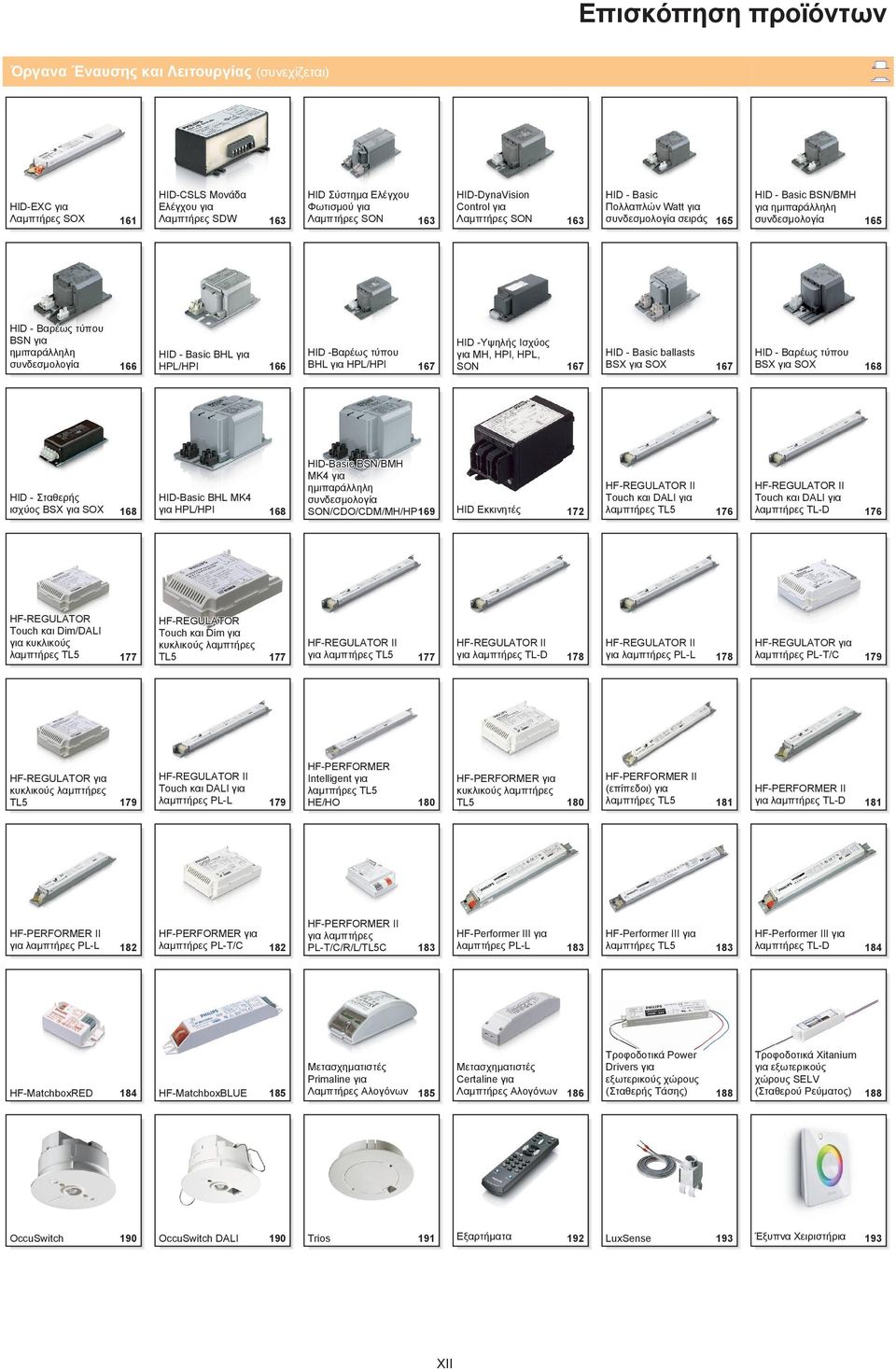 - Basic BHL για HI -Βαρέως τύπου για MH, HPI, HPL, HI - Basic ballasts HI - Βαρέως τύπου συνδεσμολογία 166 HPL/HPI 166 BHL για HPL/HPI 167 SON 167 BSX για SOX 167 BSX για SOX 168 HI-Basic BSN/BMH MK4