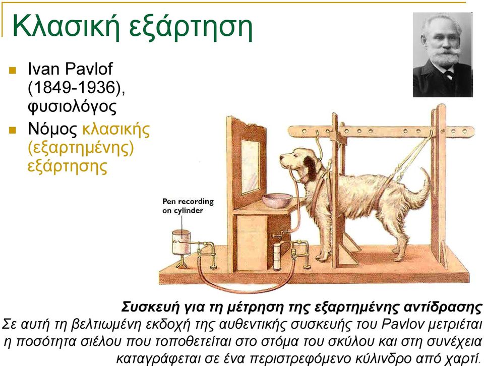 εκδοχή της αυθεντικής συσκευής του Pavlov μετριέται η ποσότητα σιέλου που