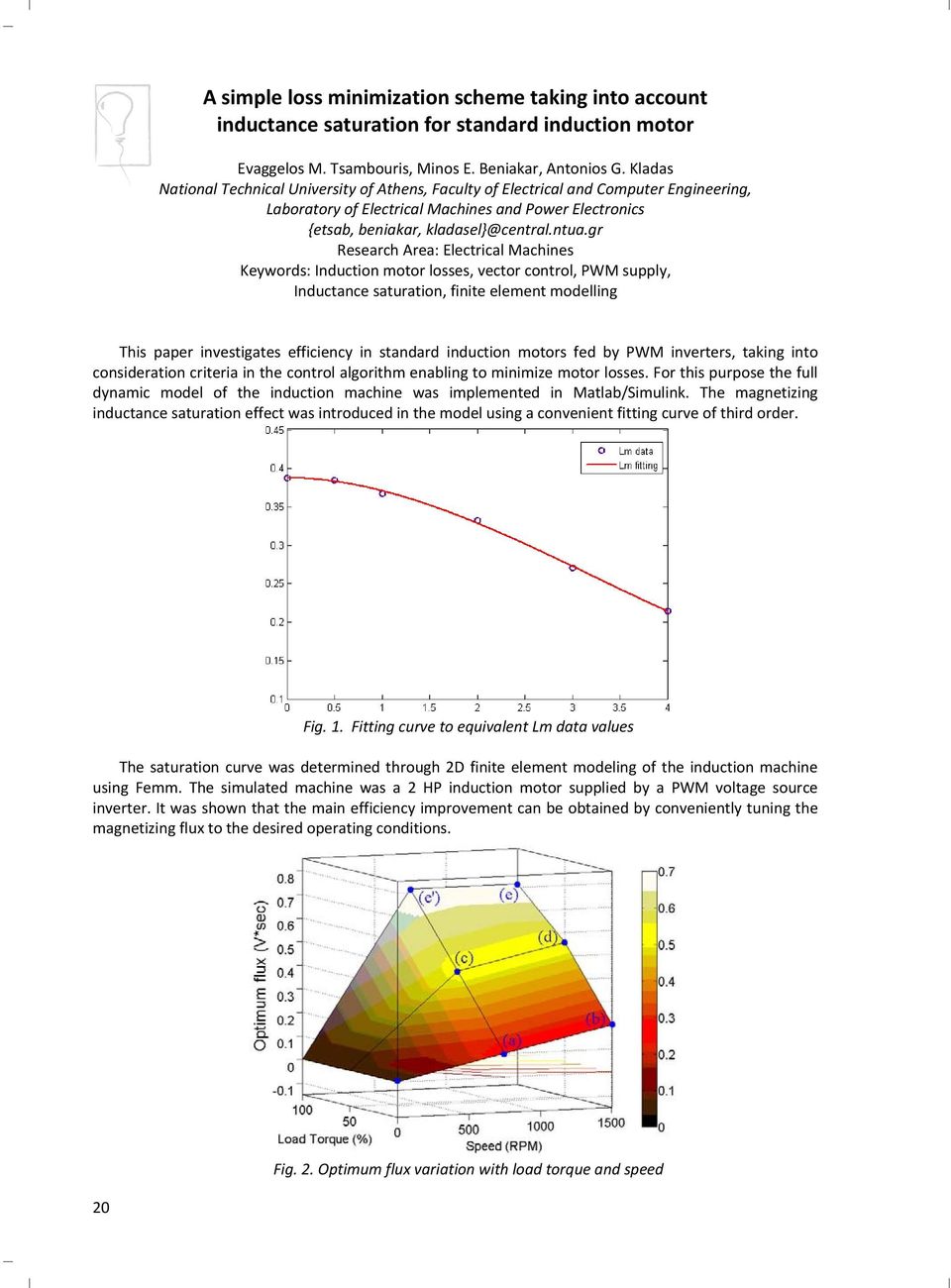 gr Research Area: Electrical Machines Keywords: Induction motor losses, vector control, PWM supply, Inductance saturation, finite element modelling This paper investigates efficiency in standard