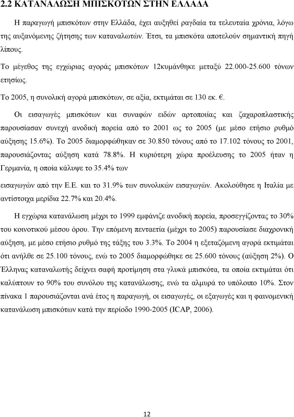 Το 2005, η συνολική αγορά μπισκότων, σε αξία, εκτιμάται σε 130 εκ.