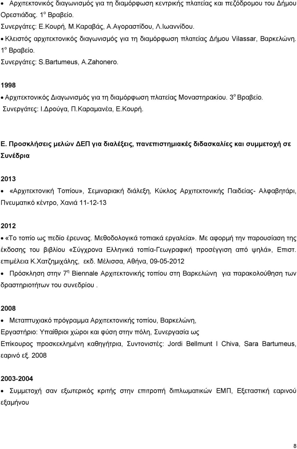 1998 Αξρηηεθηνληθόο Γηαγσληζκόο γηα ηε δηακόξθσζε πιαηείαο Μνλαζηεξαθίνπ. 3 ν Βξαβείν. πλεξγάηεο: Η.Γξνύγα, Π.Καξακαλέα, Δ.