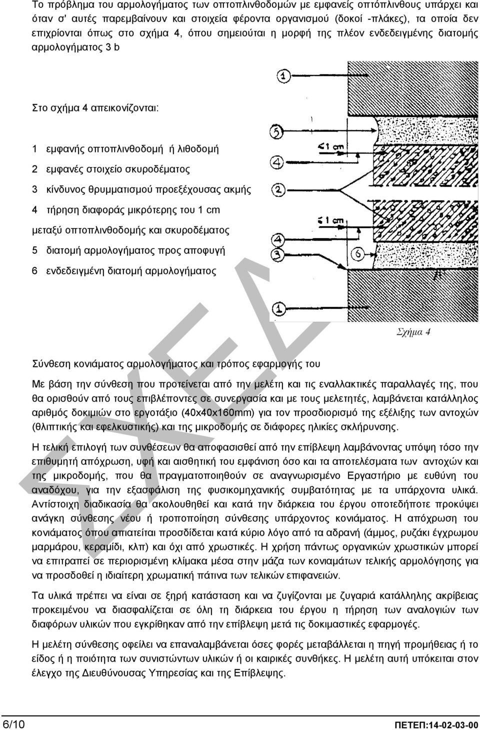 θρυµµατισµού προεξέχουσας ακµής 4 τήρηση διαφοράς µικρότερης του 1 cm µεταξύ οπτοπλινθοδοµής και σκυροδέµατος 5 διατοµή αρµολογήµατος προς αποφυγή 6 ενδεδειγµένη διατοµή αρµολογήµατος Σχήµα 4 Σύνθεση