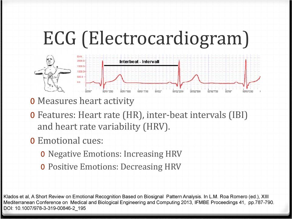 0 Emotional cues: 0 Negative Emotions: Increasing HRV 0 Positive i Emotions: Decreasing HRV Klados et al, A Short Review on