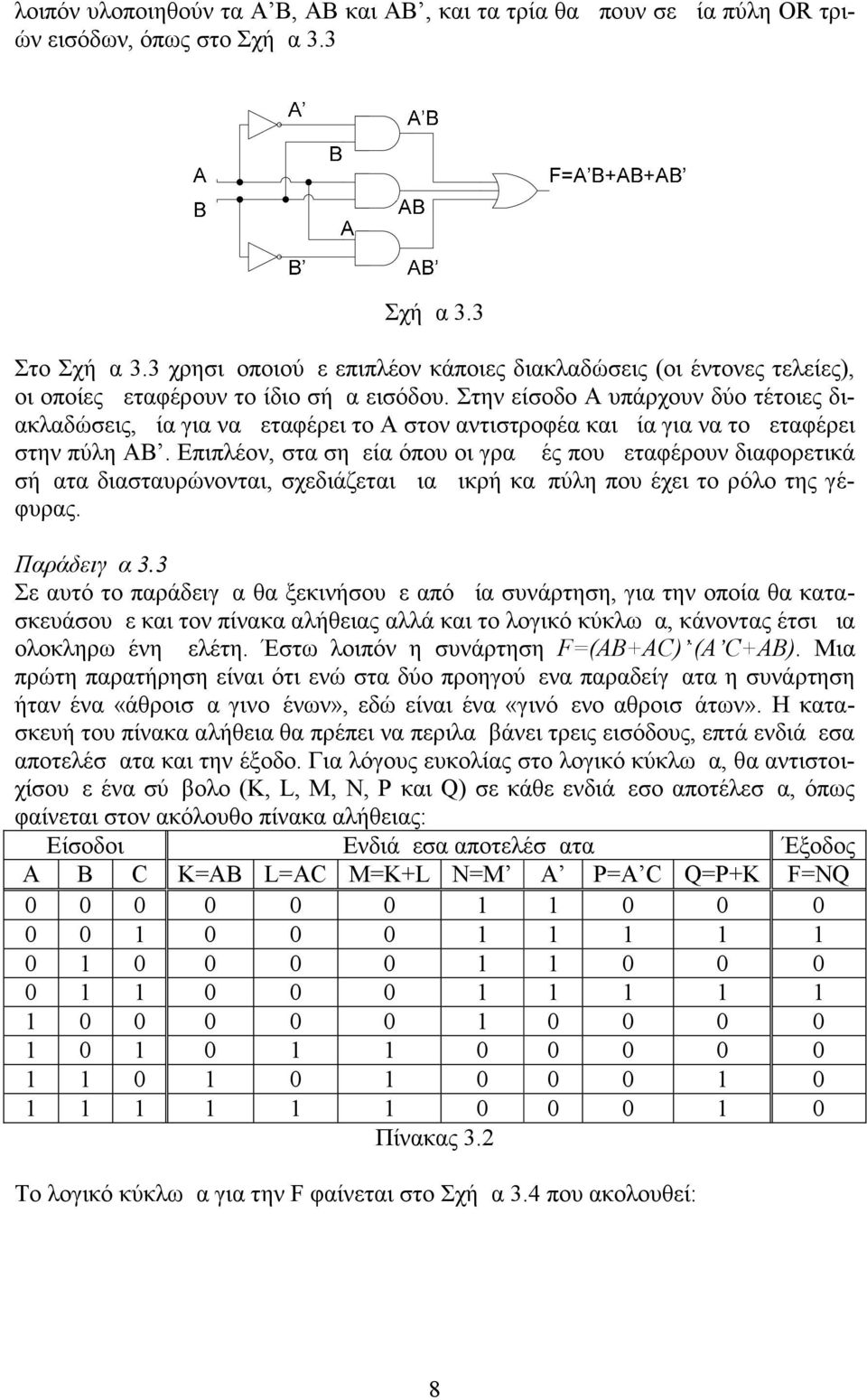 Στην είσοδο Α υπάρχουν δύο τέτοιες διακλαδώσεις, μία για να μεταφέρει το Α στον αντιστροφέα και μία για να το μεταφέρει στην πύλη ΑΒ.