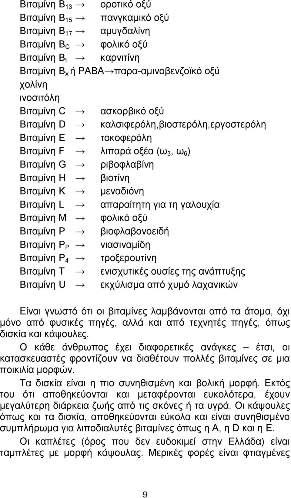 απαραίτητη για τη γαλουχία Βιταµίνη Μ φολικό οξύ Βιταµίνη Ρ βιοφλαβονοειδή Βιταµίνη Ρ Ρ νιασιναµίδη Βιταµίνη Ρ 4 τροξερουτίνη Βιταµίνη Τ ενισχυτικές ουσίες της ανάπτυξης Βιταµίνη U εκχύλισµα από χυµό