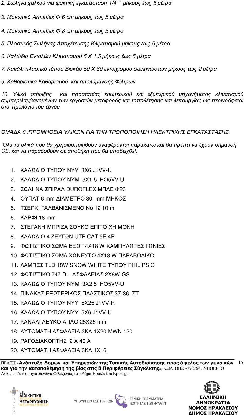 Κανάλι πλαστικό τύπου Βιοκάρ 50 Χ 60 εντοιχισµού σωληνώσεων µήκους έως 2 µέτρα 9. Καθαριστικά Καθαρισµού και απολύµανσης Φίλτρων 0.