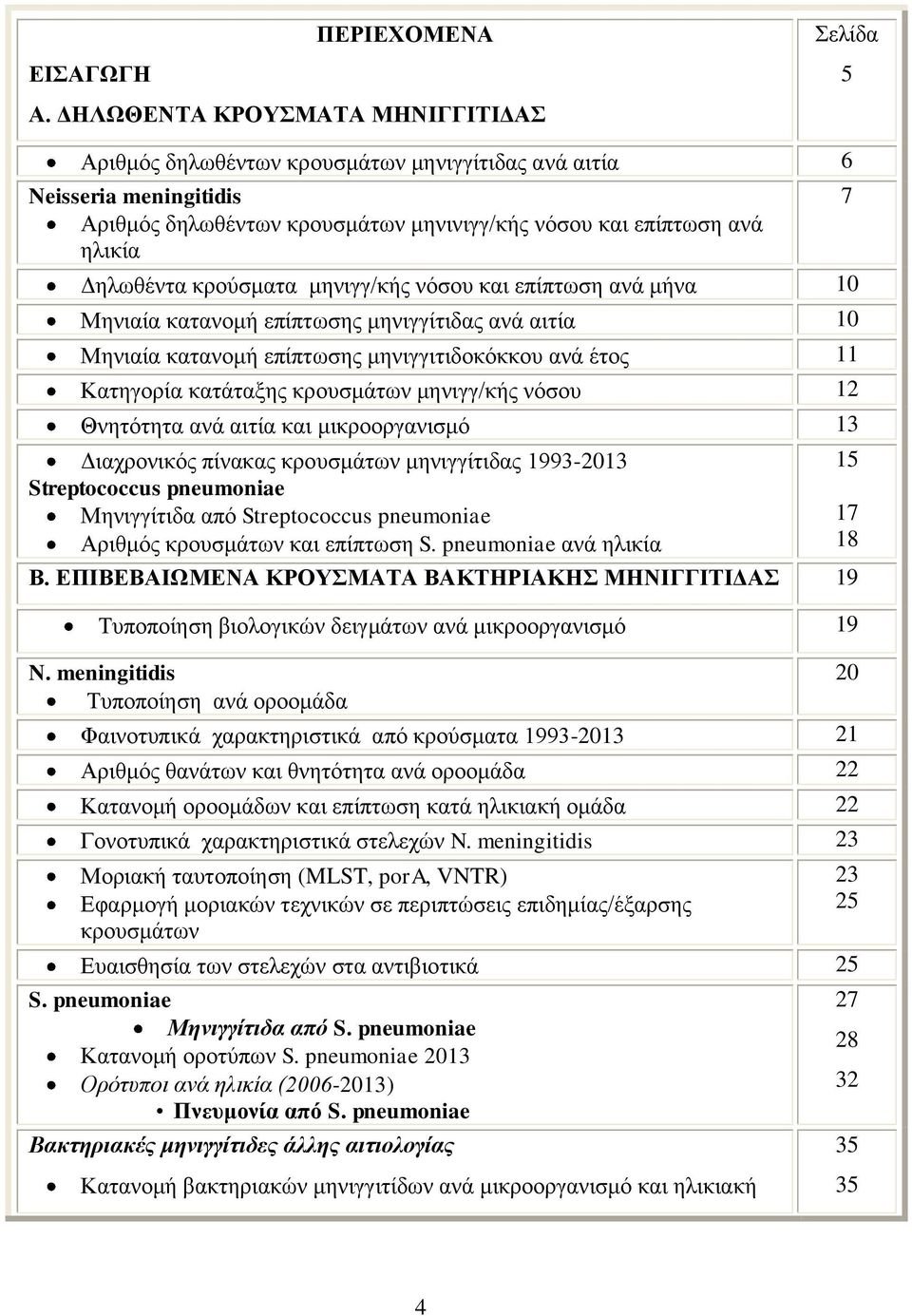 κρούσματα μηνιγγ/κής νόσου και επίπτωση ανά μήνα 10 Μηνιαία κατανομή επίπτωσης μηνιγγίτιδας ανά αιτία 10 Μηνιαία κατανομή επίπτωσης μηνιγγιτιδοκόκκου ανά έτος 11 Κατηγορία κατάταξης κρουσμάτων