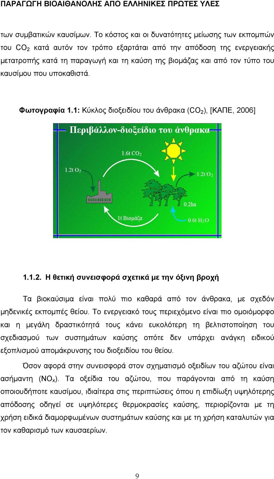 καυσίμου που υποκαθιστά. Φωτογραφία 1.1: Κύκλος διοξειδίου του άνθρακα (CO 2 