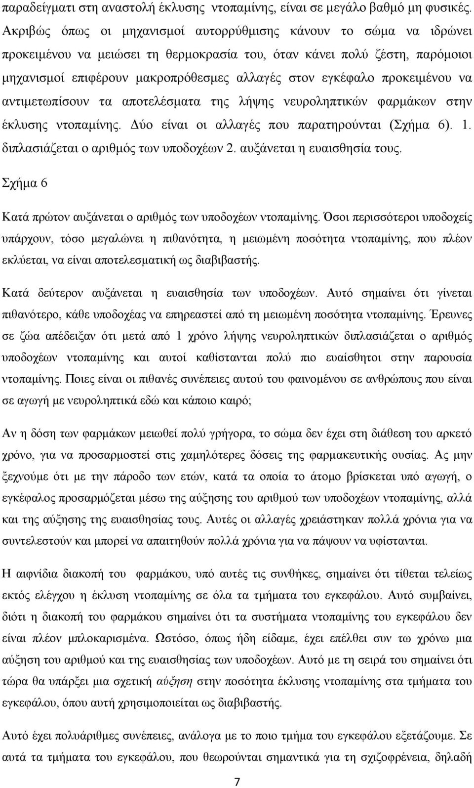 εγκέφαλο προκειμένου να αντιμετωπίσουν τα αποτελέσματα της λήψης νευροληπτικών φαρμάκων στην έκλυσης ντοπαμίνης. Δύο είναι οι αλλαγές που παρατηρούνται (Σχήμα 6). 1.