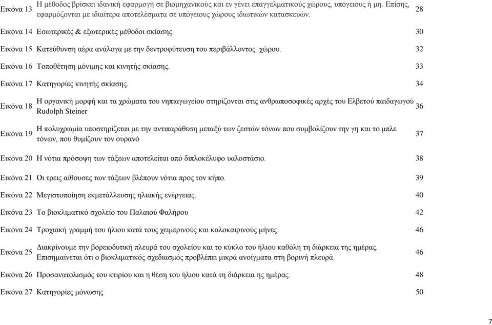 30 Εικόνα 15 Κατεύθυνση αέρα ανάλογα με την δεντροφύτευση του περιβάλλοντος χώρου. 32 Εικόνα 16 Τοποθέτηση μόνιμης και κινητής σκίασης. 33 Εικόνα 17 Κατηγορίες κινητής σκίασης.