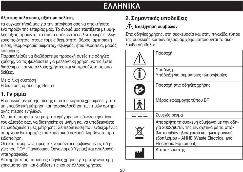 μασάζ και αέρας. Παρακαλείσθε να διαβάσετε με προσοχή αυτές τις οδηγίες χρήσης, να τις φυλάσσετε για μελλοντική χρήση, να τις έχετε διαθέσιμες και για άλλους χρήστες και να προσέχετε τις υποδείξεις.