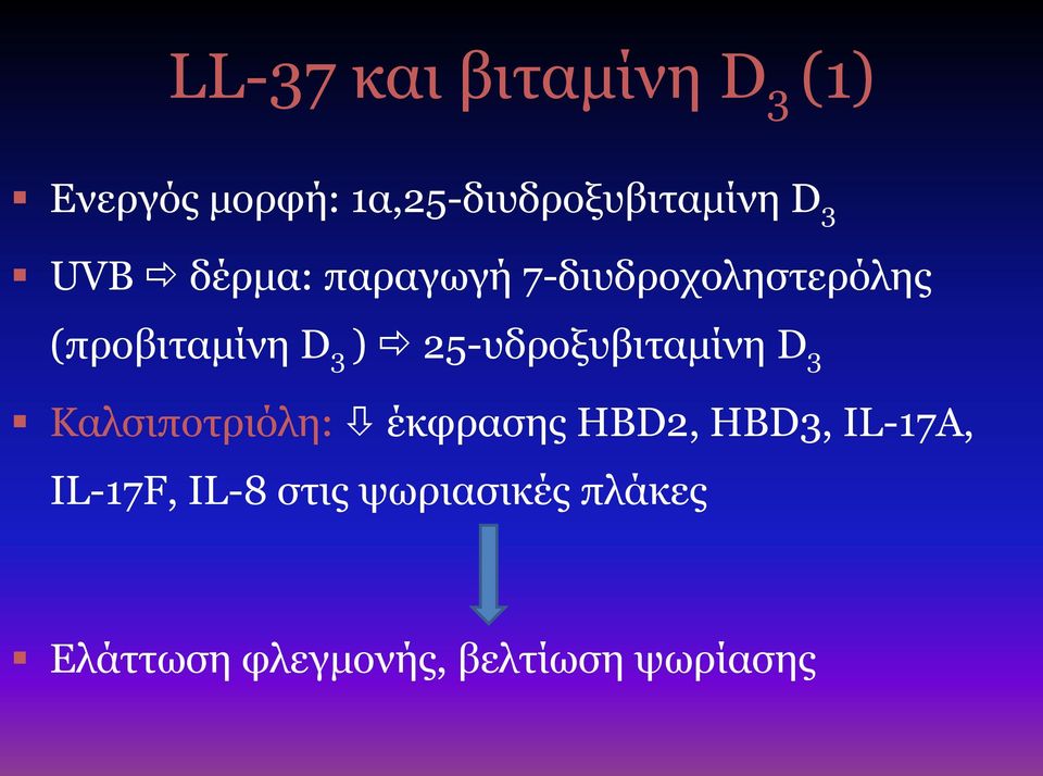 25-υδροξυβιταμίνη D 3 Καλσιποτριόλη: έκφρασης HBD2, HBD3, IL-17A,