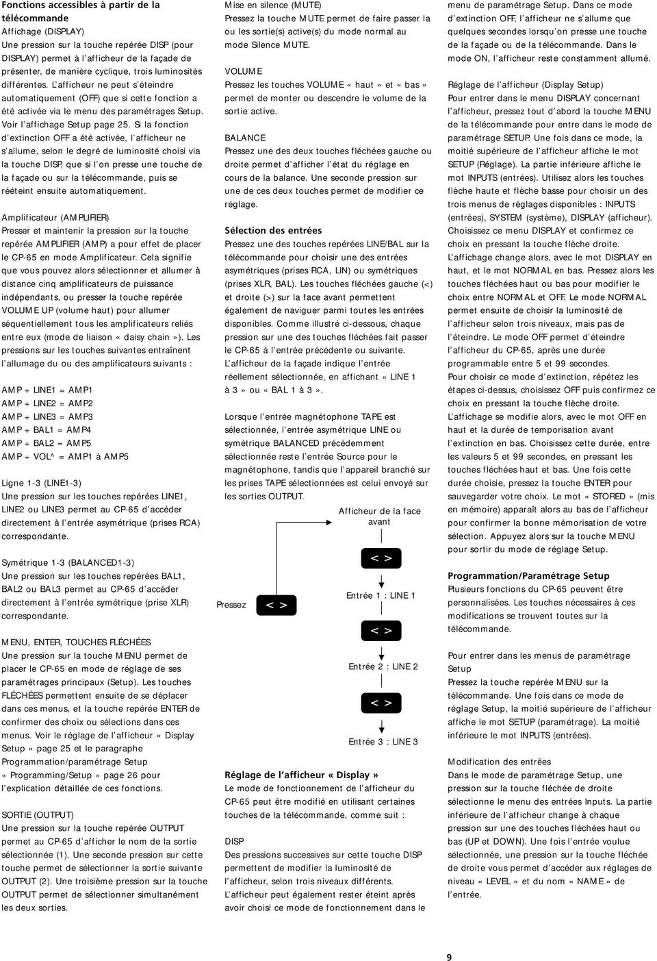 Si la fonction d extinction OFF a été activée, l afficheur ne s allume, selon le degré de luminosité choisi via la touche DISP, que si l on presse une touche de la façade ou sur la télécommande, puis