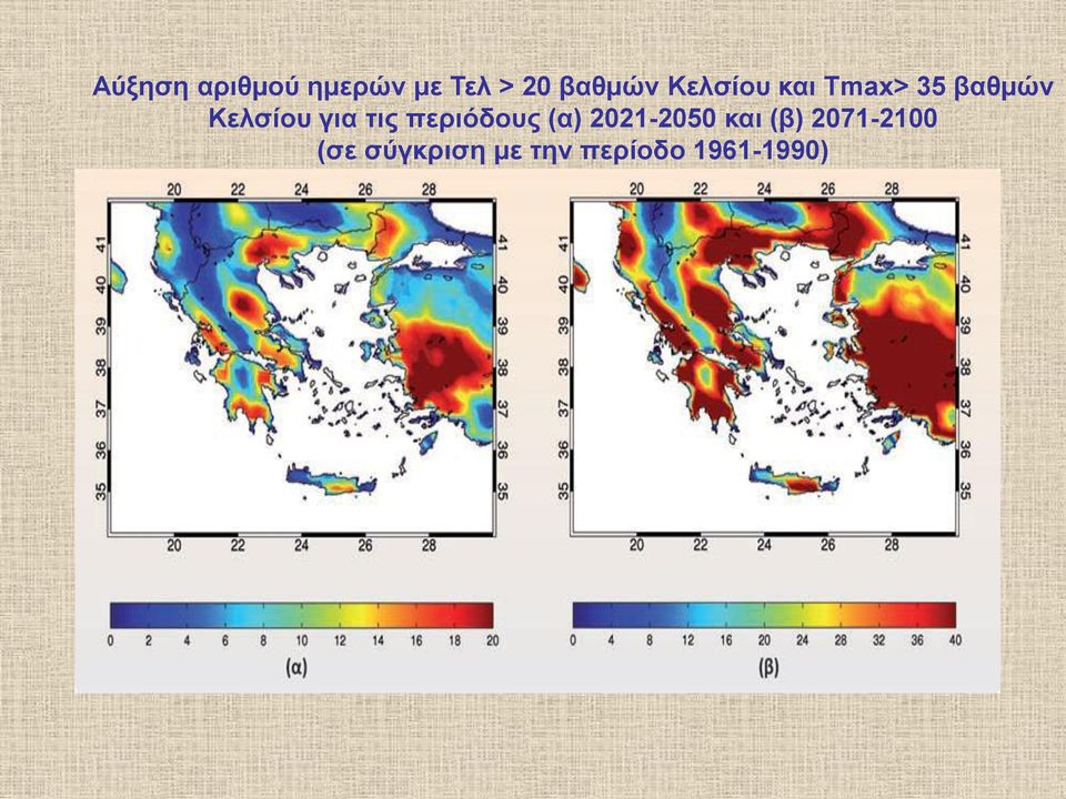 τις περιόδους (α) 2021-2050 και (β)