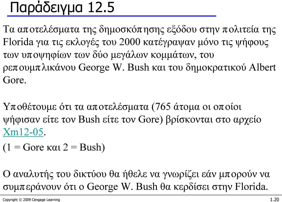 των δύο μεγάλων κομμάτων, του ρεπουμπλικάνου George W. Bush και του δημοκρατικού Albert Gore.