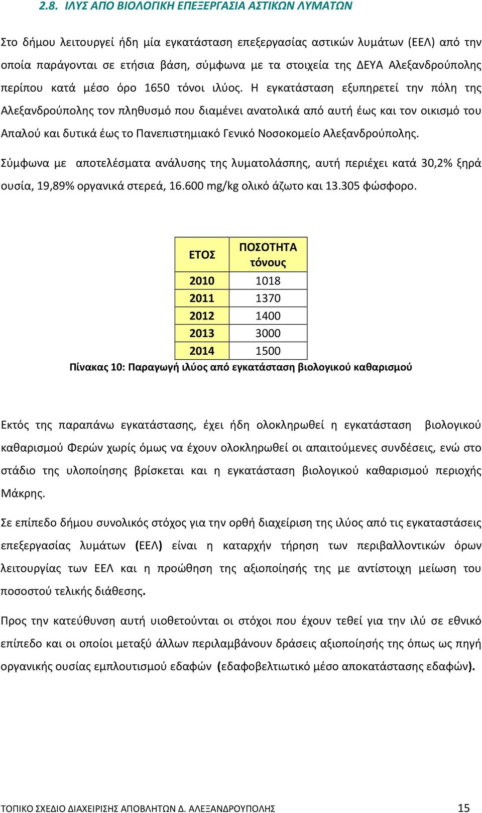 Η εγκατάσταση εξυπηρετεί την πόλη της Αλεξανδρούπολης τον πληθυσμό που διαμένει ανατολικά από αυτή έως και τον οικισμό του Απαλού και δυτικά έως το Πανεπιστημιακό Γενικό Νοσοκομείο Αλεξανδρούπολης.