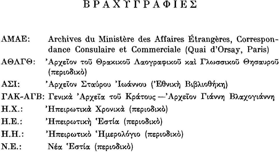 Ιωάννου (Εθνική Βιβλιοθήκη) ΓΑΚ-ΑΓΒ: Γενικά Αρχεία του Κράτους Αρχείον Γιάννη Βλαχογιάννη Η.Χ.