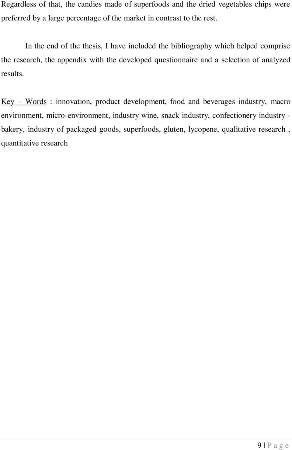 selection of analyzed results.