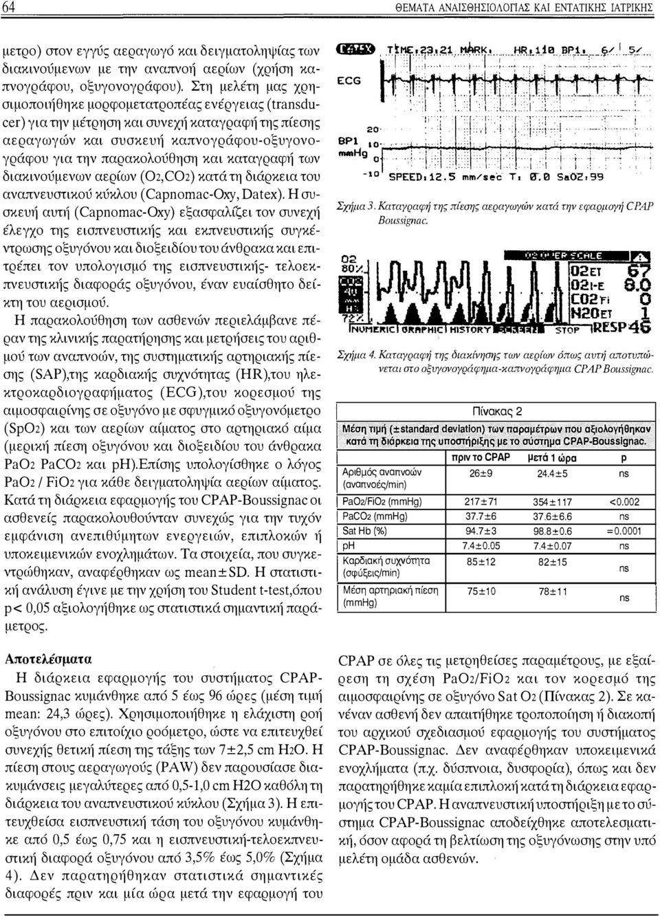 κύκλου (Capnomac-Oxy, Datex) Η συσκευή αυτή (Capnomac-Oxy) εξασφαλίζει τον συνεχή έλεγχο της εισπνευστικής και εκπνευστικής συγκέντρωσης οξυγόνου και διοξειδίου του άνθρακα και επιτρέπει τον