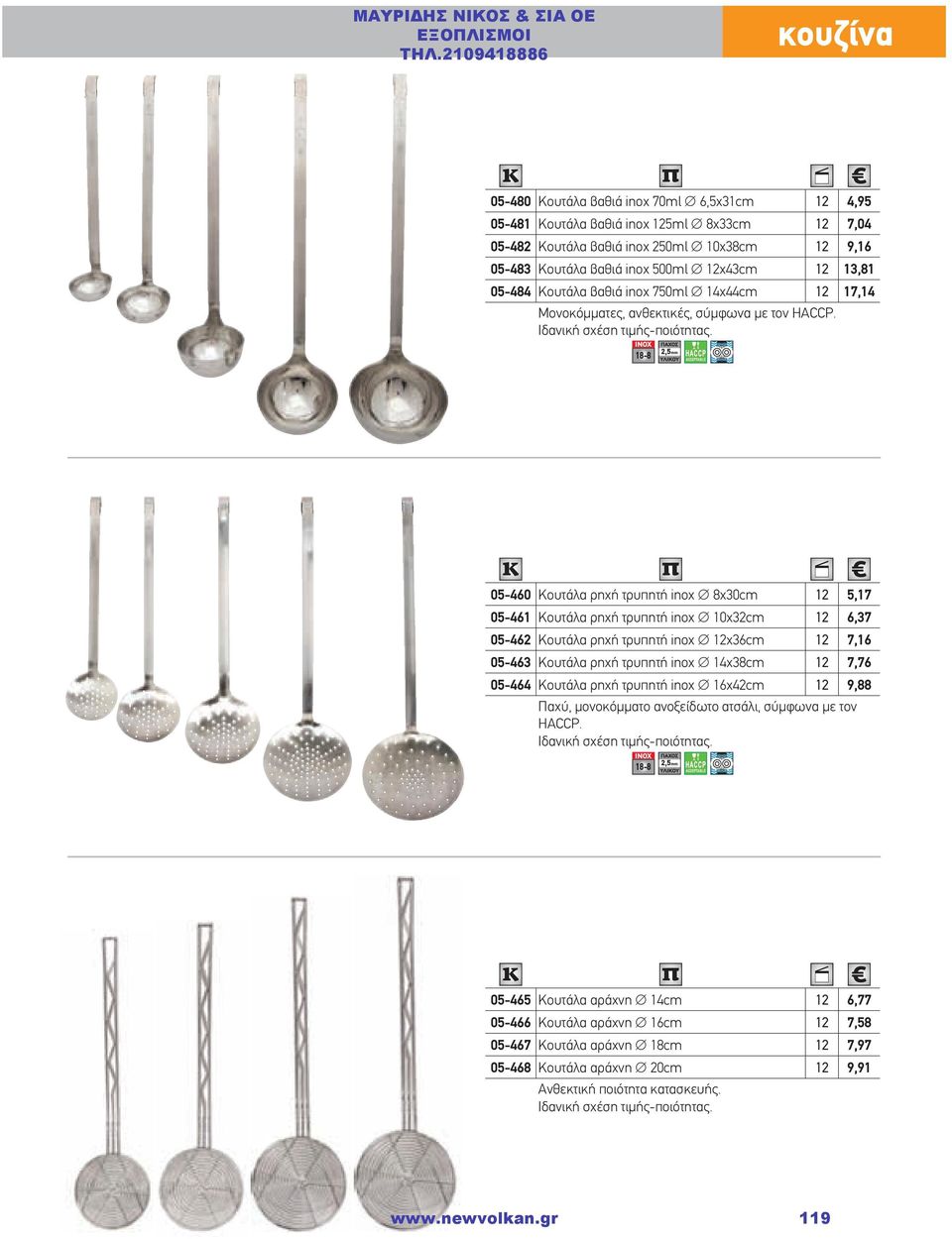 2,5mm ACCEPTABLE 05-460 Κουτάλα ρηχή τρυπητή inox 8χ30cm 12 5,17 05-461 Κουτάλα ρηχή τρυπητή inox 10χ32cm 12 6,37 05-462 Κουτάλα ρηχή τρυπητή inox 12χ36cm 12 7,16 05-463 Κουτάλα ρηχή τρυπητή inox
