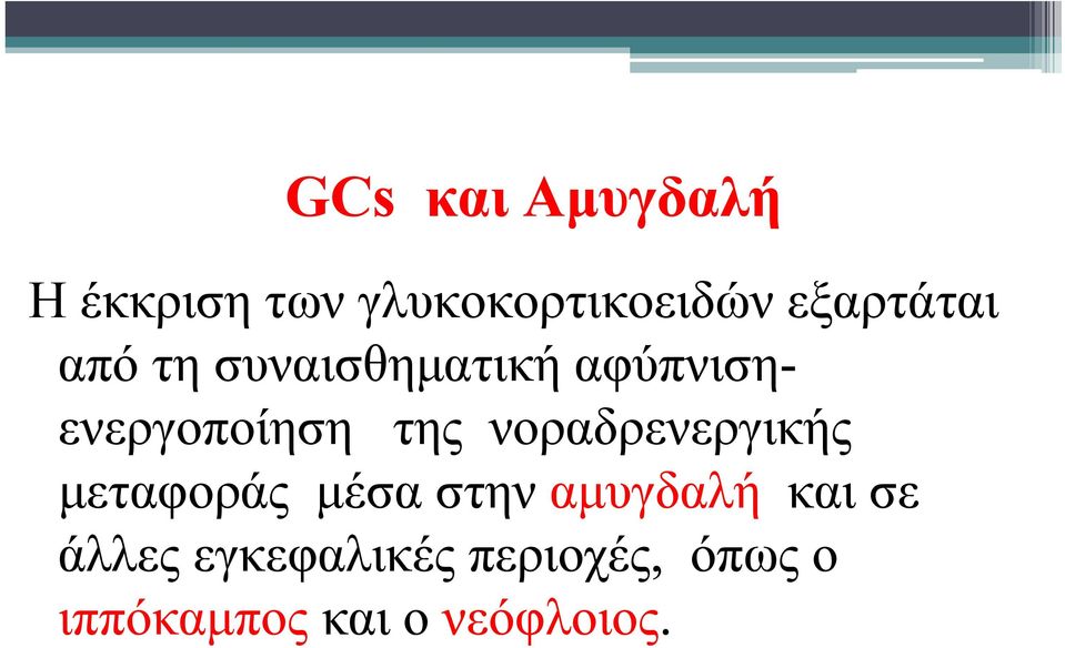 της νοραδρενεργικής μεταφοράς μέσα στην αμυγδαλή και