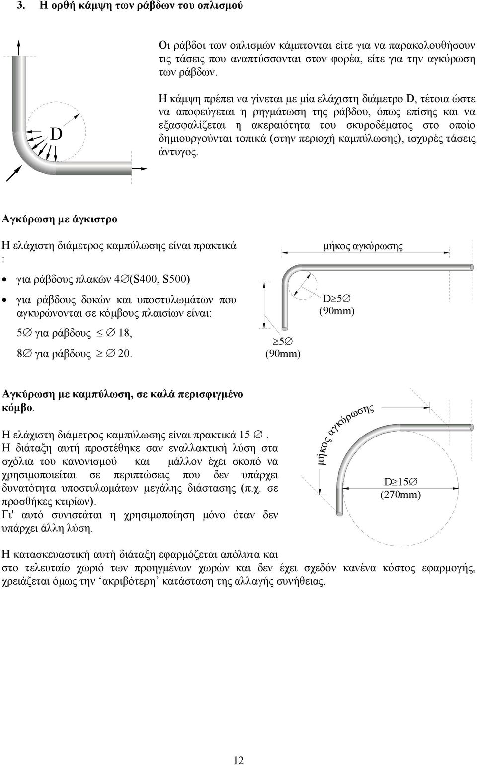 τοπικά (στην περιοχή καµπύλωσης), ισχυρές τάσεις άντυγος.