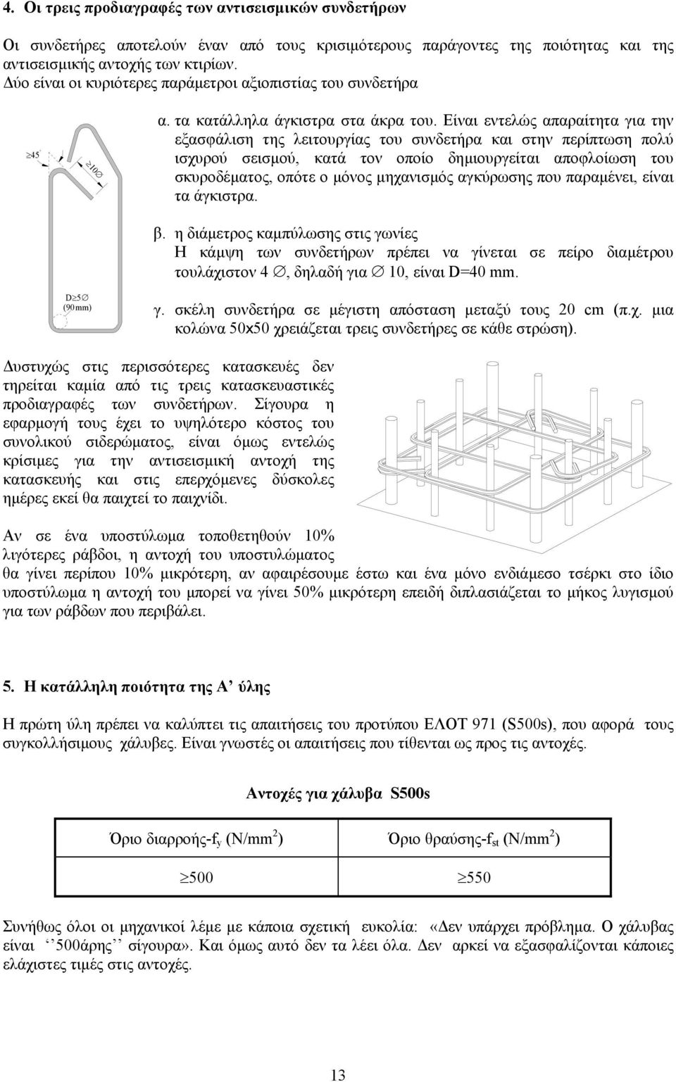 Είναι εντελώς απαραίτητα για την εξασφάλιση της λειτουργίας του συνδετήρα και στην περίπτωση πολύ ισχυρού σεισµού, κατά τον οποίο δηµιουργείται αποφλοίωση του σκυροδέµατος, οπότε ο µόνος µηχανισµός