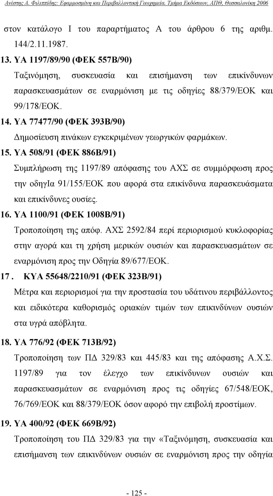 ΥΑ 77477/90 (ΦΕΚ 393Β/90) Δημοσίευση πινάκων εγκεκριμένων γεωργικών φαρμάκων. 15.