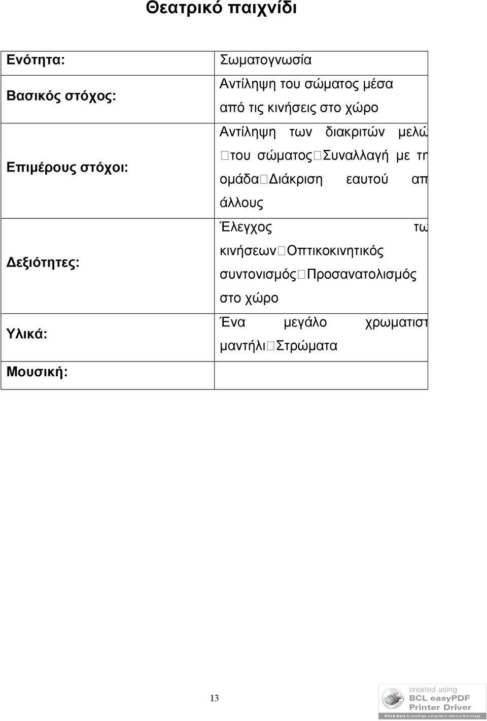 μελών του σώματοςσυναλλαγή με την ομάδαδιάκριση εαυτού από άλλους Έλεγχος των