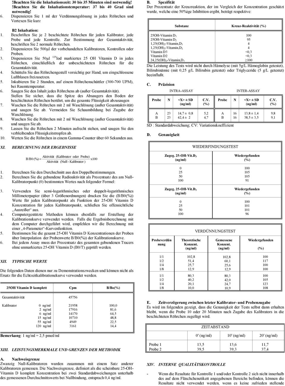 Zur Bestimmung der Gesamtaktivität, beschriften Sie 2 normale Röhrchen. 2. Dispensieren Sie µl der vorbehandelten Kalibratoren, Kontrollen oder Proben. 3.